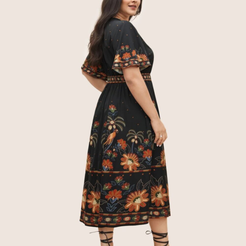 BloomChic Black Floral Midi Dress - Picture 3 of 5